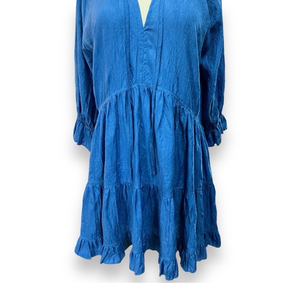 NWT Pinch Crinkled Mini Dress S gorgeous unique blue color‎ mini tunic tiered - Picture 6 of 13